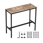 VEVOR Bar Table, Sturdy Metal Frame High Top Pub Table, Narrow Long Kitchen Dining, Cocktail Counter Bar Height Desk, 39x16x35.5 in, Brown and Black