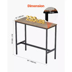 VEVOR Tavolo da Bar, Tavolo da Pub Alto con Robusta Struttura in Metallo, Tavolo Stretto Lungo per Cucina, Tavolo da Cocktail Altezza Bancone Bar, 99x40x90 cm, Marrone e Nero