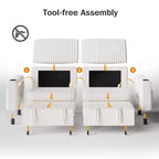 Divano letto angolare Dyonery da 91'' con letto estraibile, schienale reclinabile/due letti estraibili/porte USB/portabicchieri, velluto a coste felpato