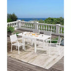 Tavolo da pranzo allungabile per patio da 4-6 posti, tavolo da pranzo da esterno in alluminio 80-160 cm per cortile, portico, terrazza
