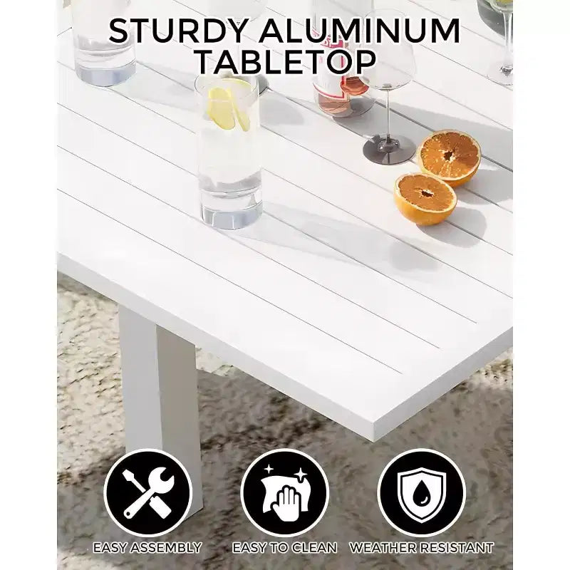 Tavolo da pranzo allungabile per patio da 4-6 posti, tavolo da pranzo da esterno in alluminio 80-160 cm per cortile, portico, terrazza