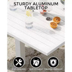 Tavolo da pranzo allungabile per patio da 4-6 posti, tavolo da pranzo da esterno in alluminio 80-160 cm per cortile, portico, terrazza