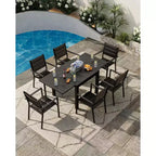 Tavolo da pranzo allungabile per patio da 4-6 posti, tavolo da pranzo da esterno in alluminio 80-160 cm per cortile, portico, terrazza