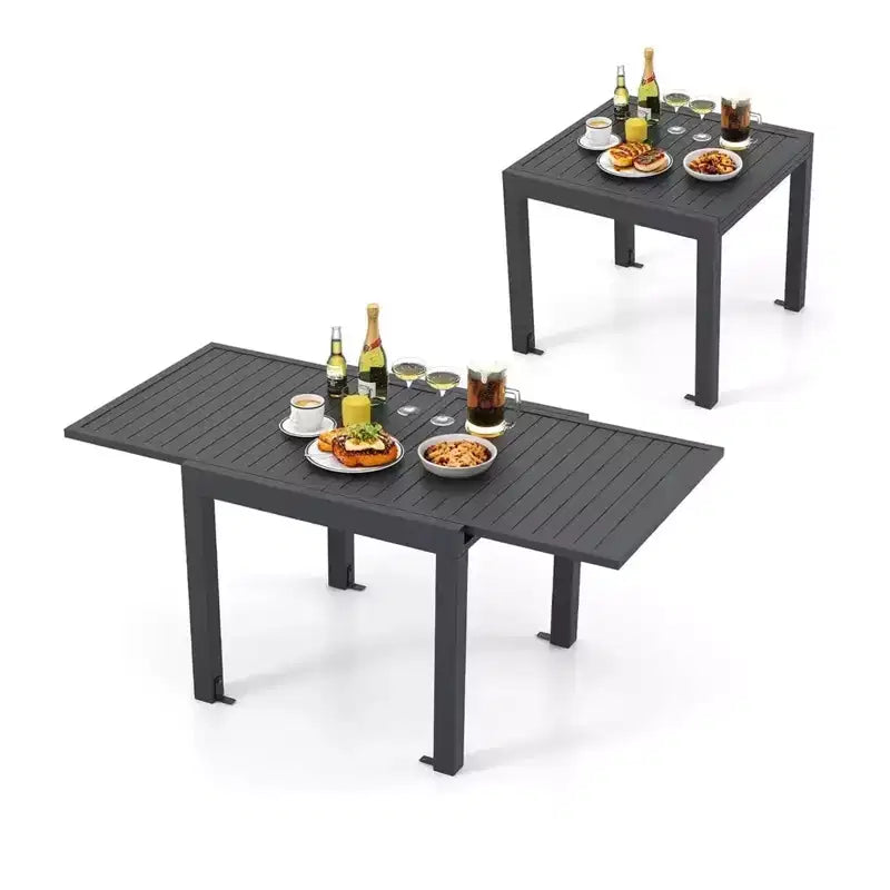 Tavolo da pranzo allungabile per patio da 4-6 posti, tavolo da pranzo da esterno in alluminio 80-160 cm per cortile, portico, terrazza