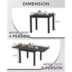 Tavolo da pranzo allungabile per patio da 4-6 posti, tavolo da pranzo da esterno in alluminio 80-160 cm per cortile, portico, terrazza