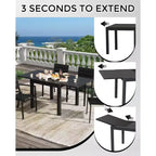 Tavolo da pranzo allungabile per patio da 4-6 posti, tavolo da pranzo da esterno in alluminio 80-160 cm per cortile, portico, terrazza