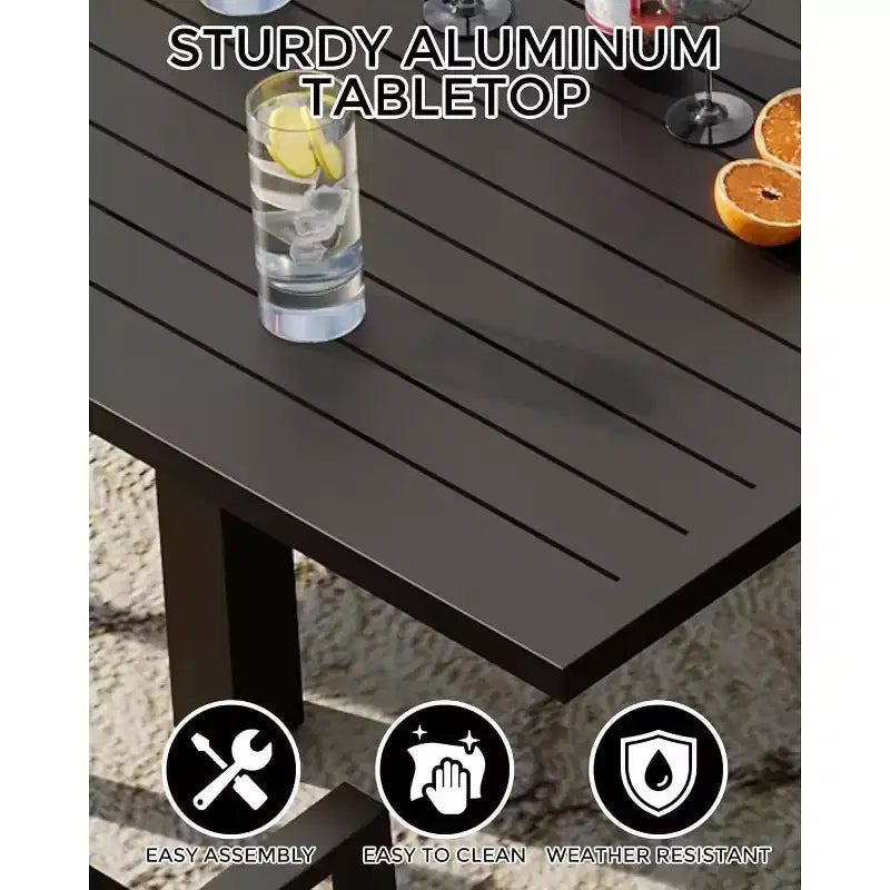 Tavolo da pranzo allungabile per patio da 4-6 posti, tavolo da pranzo da esterno in alluminio 80-160 cm per cortile, portico, terrazza