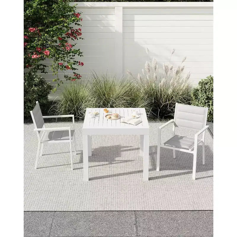 Tavolo da pranzo allungabile per patio da 4-6 posti, tavolo da pranzo da esterno in alluminio 80-160 cm per cortile, portico, terrazza