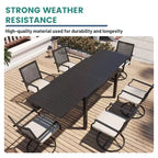 Set da pranzo Mondawe da 9 pezzi per esterni, con 1 tavolo rettangolare allungabile e 8 sedie girevoli a 360 gradi, per patio