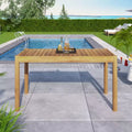 MAYEERTY Rectangle Outdoor Patio Dining Table Light Teak for Yard Garden