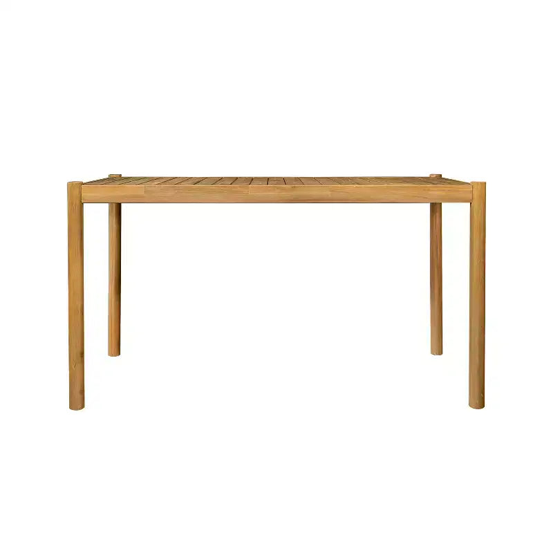MAYEERTY Tavolo da pranzo rettangolare per esterni in teak chiaro per giardino