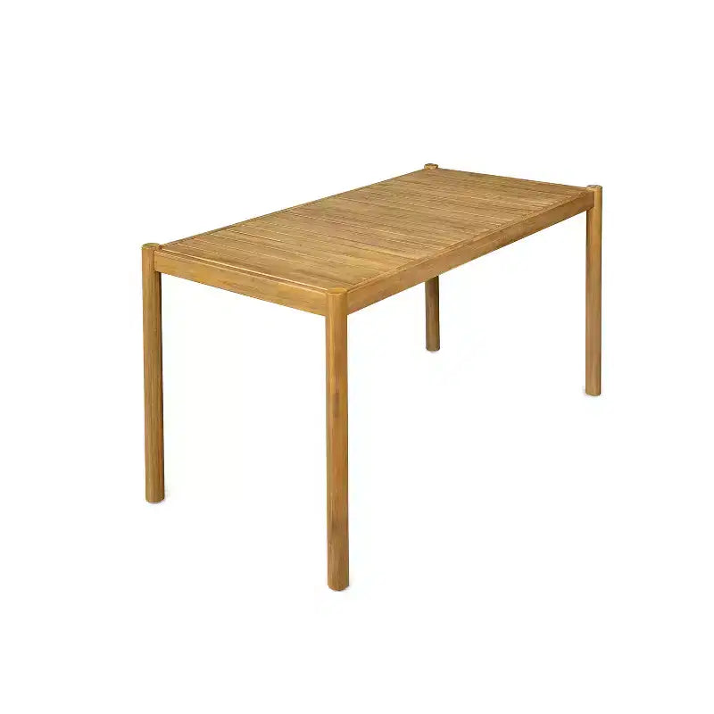 MAYEERTY Tavolo da pranzo rettangolare per esterni in teak chiaro per giardino