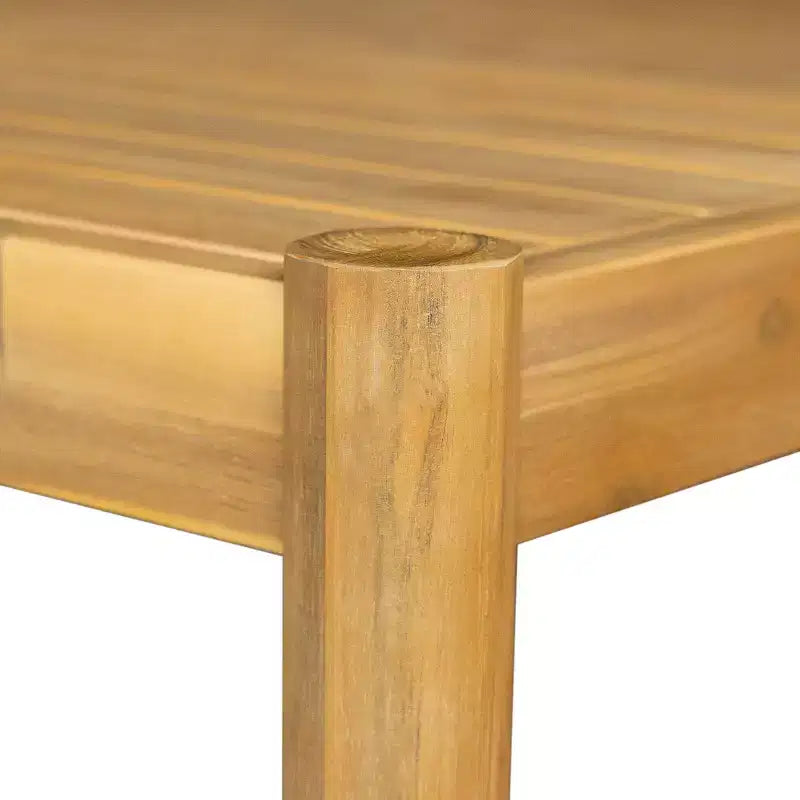MAYEERTY Tavolo da pranzo rettangolare per esterni in teak chiaro per giardino
