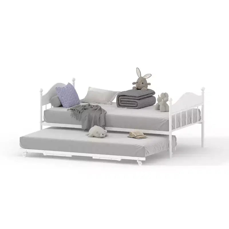 Divano letto con rotelle, divano letto matrimoniale in metallo con elegante testiera, struttura del divano letto con letto a rotelle pieghevole a scomparsa, piattaforma a doghe in acciaio resistente