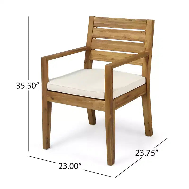 Christopher Knight Home Juliette Set da Pranzo Rustico da Esterno 7 Pezzi in Rattan e Legno di Acacia con Cuscini
