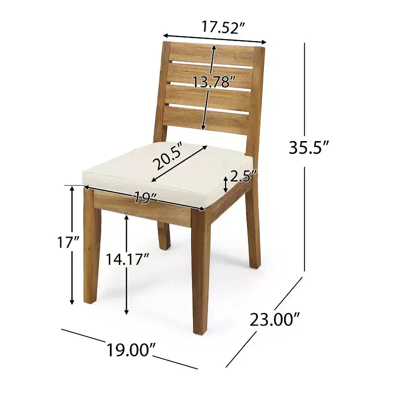 Christopher Knight Home Juliette Set da Pranzo Rustico da Esterno 7 Pezzi in Rattan e Legno di Acacia con Cuscini
