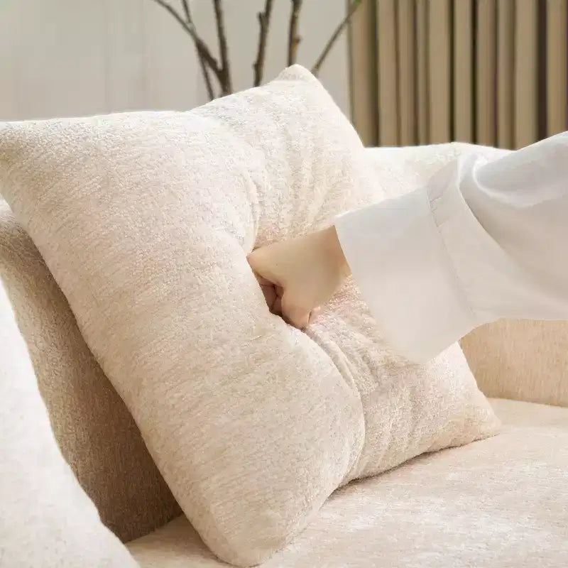 Divano Sezionale a L a Compressione Completa con Chaise Longue Curva, Divano Modulare in Ciniglia, Ad Alta Densità per Soggiorno in Appartamento