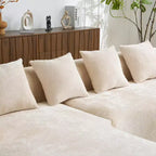 Divano Sezionale a L a Compressione Completa con Chaise Longue Curva, Divano Modulare in Ciniglia, Ad Alta Densità per Soggiorno in Appartamento