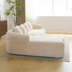 Divano Sezionale a L a Compressione Completa con Chaise Longue Curva, Divano Modulare in Ciniglia, Ad Alta Densità per Soggiorno in Appartamento