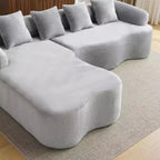 Divano Sezionale a L a Compressione Completa con Chaise Longue Curva, Divano Modulare in Ciniglia, Ad Alta Densità per Soggiorno in Appartamento