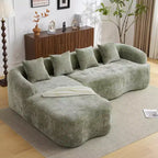 Divano Sezionale a L a Compressione Completa con Chaise Longue Curva, Divano Modulare in Ciniglia, Ad Alta Densità per Soggiorno in Appartamento