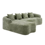 Divano Sezionale a L a Compressione Completa con Chaise Longue Curva, Divano Modulare in Ciniglia, Ad Alta Densità per Soggiorno in Appartamento