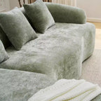 Divano Sezionale a L a Compressione Completa con Chaise Longue Curva, Divano Modulare in Ciniglia, Ad Alta Densità per Soggiorno in Appartamento