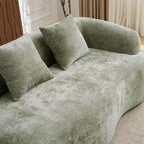 Divano Sezionale a L a Compressione Completa con Chaise Longue Curva, Divano Modulare in Ciniglia, Ad Alta Densità per Soggiorno in Appartamento
