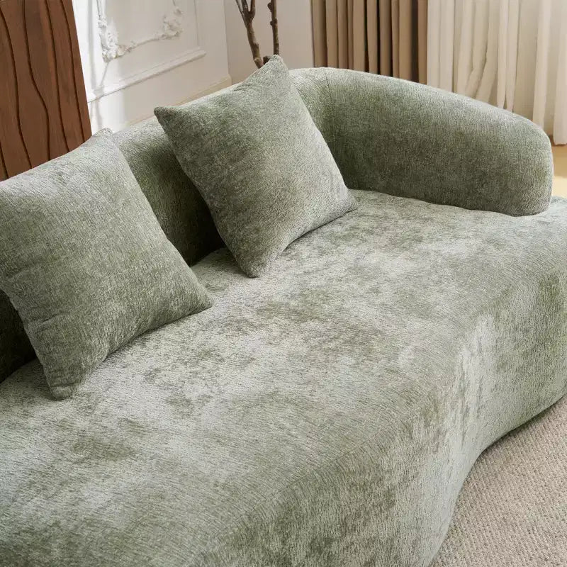 Divano Sezionale a L a Compressione Completa con Chaise Longue Curva, Divano Modulare in Ciniglia, Ad Alta Densità per Soggiorno in Appartamento