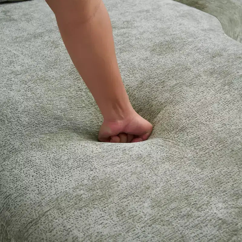 Divano Sezionale a L a Compressione Completa con Chaise Longue Curva, Divano Modulare in Ciniglia, Ad Alta Densità per Soggiorno in Appartamento