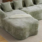 Divano Sezionale a L a Compressione Completa con Chaise Longue Curva, Divano Modulare in Ciniglia, Ad Alta Densità per Soggiorno in Appartamento
