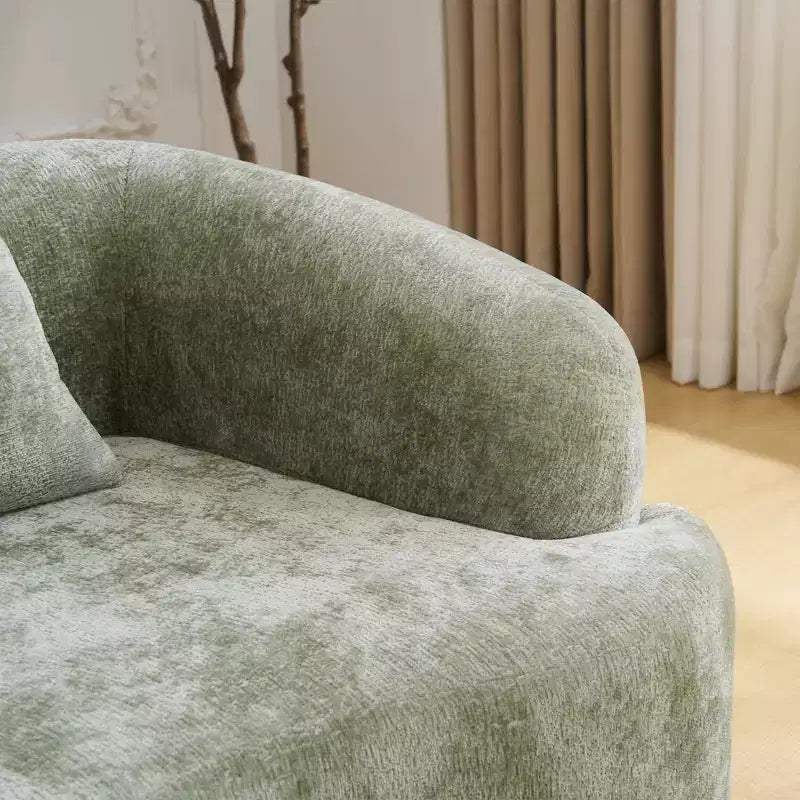 Divano Sezionale a L a Compressione Completa con Chaise Longue Curva, Divano Modulare in Ciniglia, Ad Alta Densità per Soggiorno in Appartamento