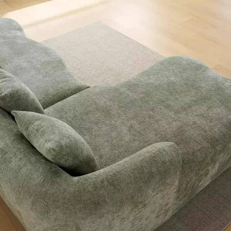 Divano Sezionale a L a Compressione Completa con Chaise Longue Curva, Divano Modulare in Ciniglia, Ad Alta Densità per Soggiorno in Appartamento