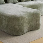 Divano Sezionale a L a Compressione Completa con Chaise Longue Curva, Divano Modulare in Ciniglia, Ad Alta Densità per Soggiorno in Appartamento