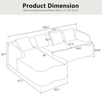 Divano Sezionale a L a Compressione Completa con Chaise Longue Curva, Divano Modulare in Ciniglia, Ad Alta Densità per Soggiorno in Appartamento