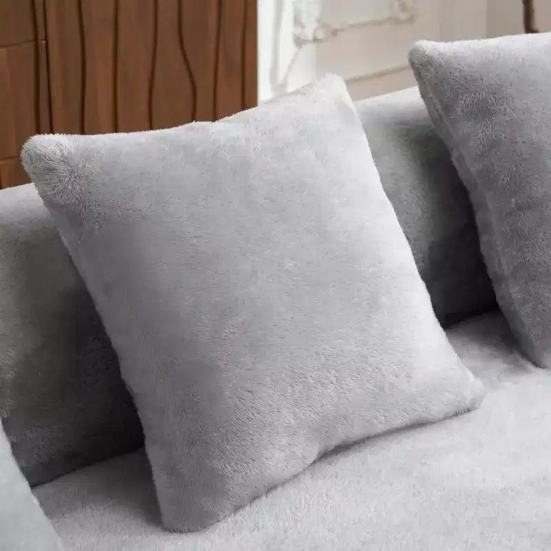 Divano Sezionale a L a Compressione Completa con Chaise Longue Curva, Divano Modulare in Ciniglia, Ad Alta Densità per Soggiorno in Appartamento