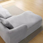 Divano Sezionale a L a Compressione Completa con Chaise Longue Curva, Divano Modulare in Ciniglia, Ad Alta Densità per Soggiorno in Appartamento