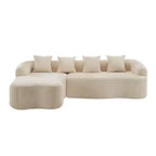 Divano Sezionale a L a Compressione Completa con Chaise Longue Curva, Divano Modulare in Ciniglia, Ad Alta Densità per Soggiorno in Appartamento