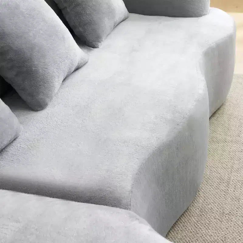 Divano Sezionale a L a Compressione Completa con Chaise Longue Curva, Divano Modulare in Ciniglia, Ad Alta Densità per Soggiorno in Appartamento
