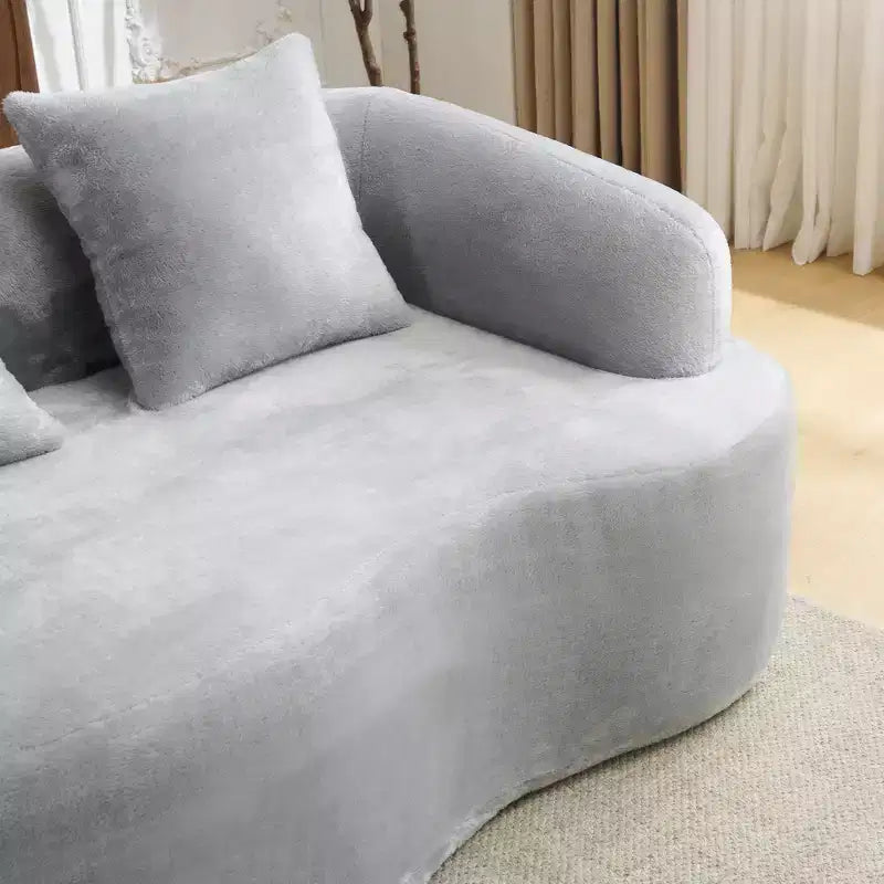 Divano Sezionale a L a Compressione Completa con Chaise Longue Curva, Divano Modulare in Ciniglia, Ad Alta Densità per Soggiorno in Appartamento