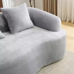 Divano Sezionale a L a Compressione Completa con Chaise Longue Curva, Divano Modulare in Ciniglia, Ad Alta Densità per Soggiorno in Appartamento