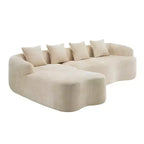 Divano Sezionale a L a Compressione Completa con Chaise Longue Curva, Divano Modulare in Ciniglia, Ad Alta Densità per Soggiorno in Appartamento