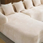Divano Sezionale a L a Compressione Completa con Chaise Longue Curva, Divano Modulare in Ciniglia, Ad Alta Densità per Soggiorno in Appartamento