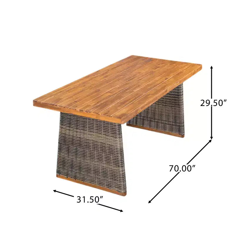 Christopher Knight Home Amara Set da pranzo rustico per esterni da 6 pezzi in legno di acacia con tavolo a doghe in rattan e cuscini