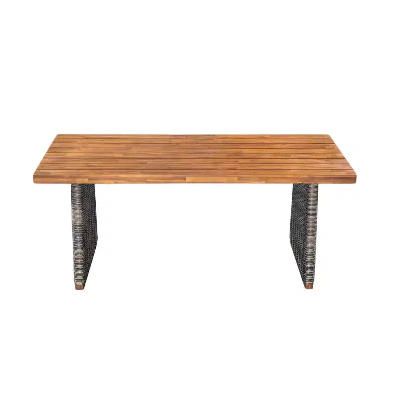 Christopher Knight Home Amara Set da pranzo rustico per esterni da 6 pezzi in legno di acacia con tavolo a doghe in rattan e cuscini
