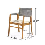 Set da pranzo da esterno Liliana Rustic 6 pezzi in legno di acacia con tavolo in rattan e cuscini di Christopher Knight Home