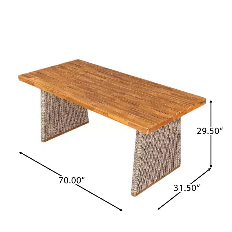 Set da pranzo da esterno Liliana Rustic 6 pezzi in legno di acacia con tavolo in rattan e cuscini di Christopher Knight Home