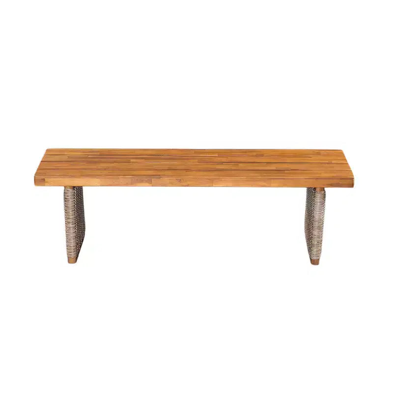 Set da pranzo da esterno Liliana Rustic 6 pezzi in legno di acacia con tavolo in rattan e cuscini di Christopher Knight Home