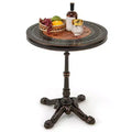 Costway 32 Patio Dining Table with 1.6 Umbrella Hole & Lid DPC Tabletop for Backyard