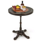 Costway 32 Patio Dining Table with 1.6 Umbrella Hole & Lid DPC Tabletop for Backyard